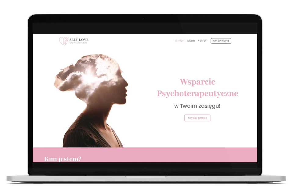 Przykład realizcaji strony one page dla gabinetu psychologa.